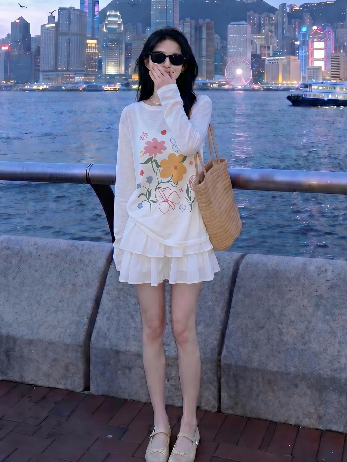 Women's White Loose Sun Protection Long Sleeve T-Shirt 2026 Summer Casual Travel Top - Image 2