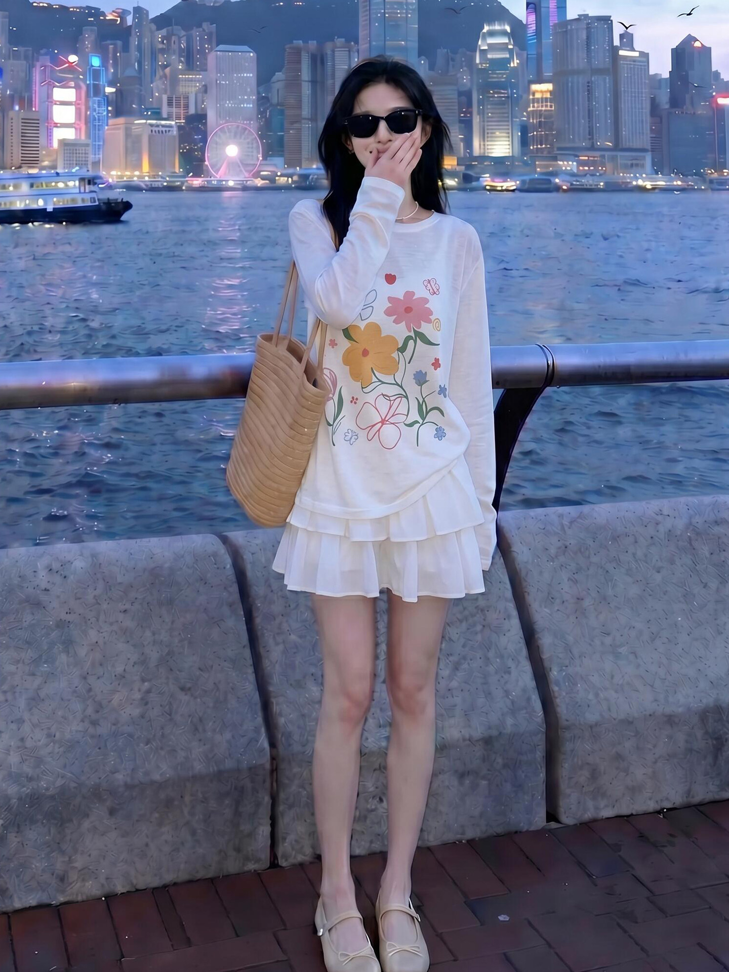 Women's White Loose Sun Protection Long Sleeve T-Shirt 2026 Summer Casual Travel Top
