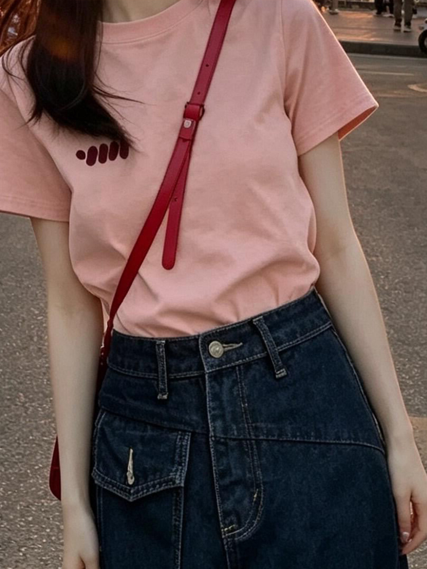 Women's Dopamine Pink Loose Crew Neck Short Sleeve T-Shirt 2026 Summer Casual Top - Image 3