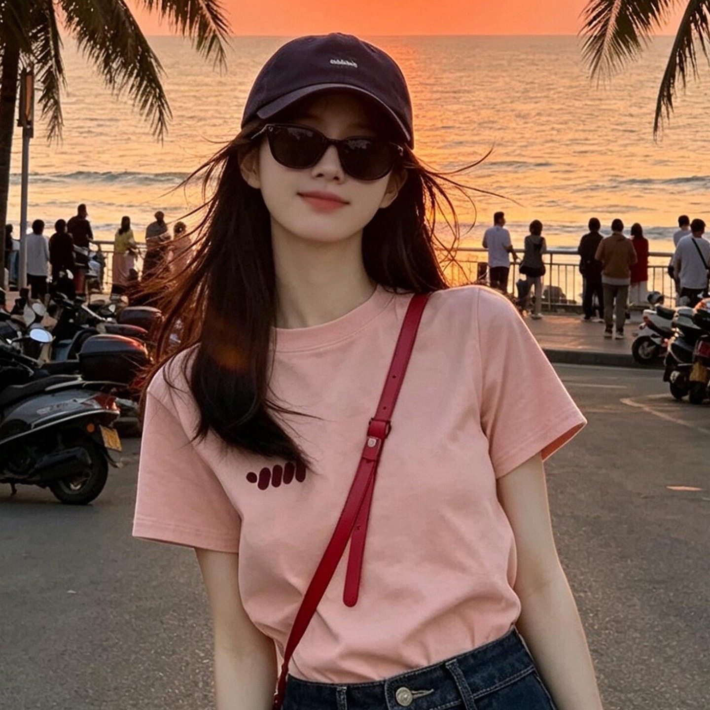 Women's Dopamine Pink Loose Crew Neck Short Sleeve T-Shirt 2026 Summer Casual Top - Image 5