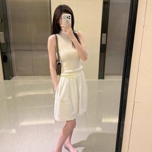 Retro Girly Slimming Versatile Miu Style 3D Bubble Skirt Top Set