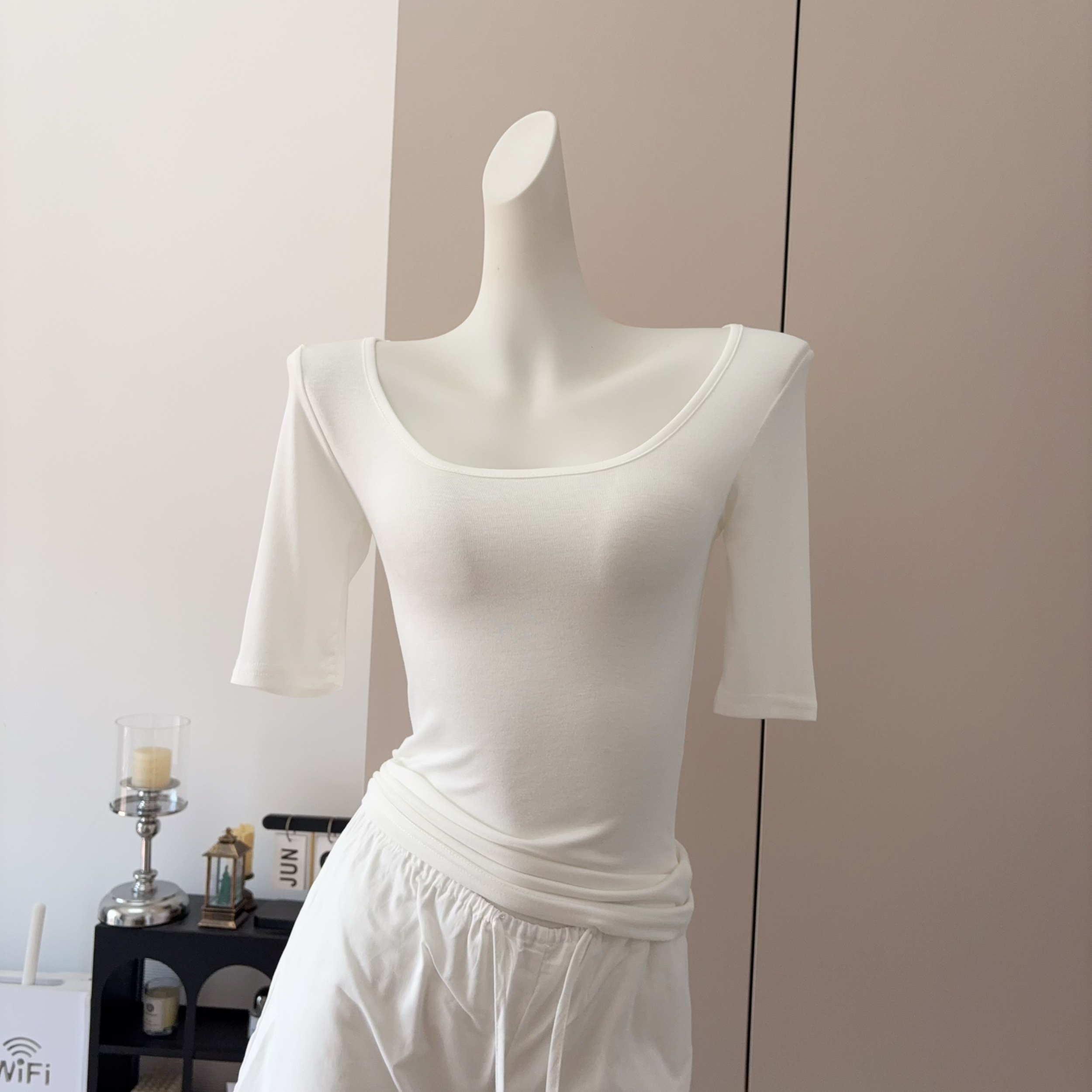 White Casual Women's Summer Thin New High Waist Slimming A-Line Linen Shorts Versatile Top - Image 3