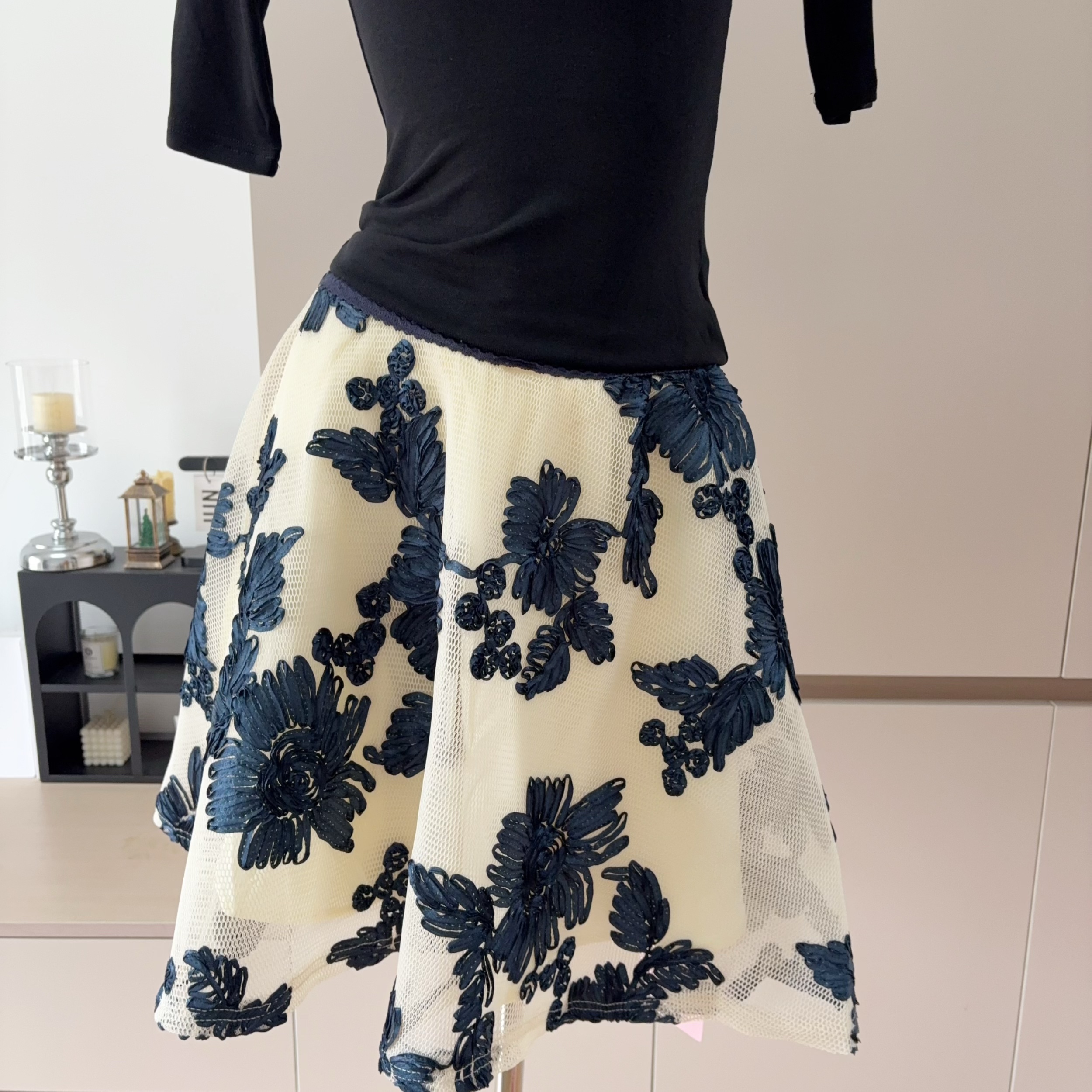 YY Women's Summer Vintage Floral Embroidered A-Line Skirt Set - Image 3