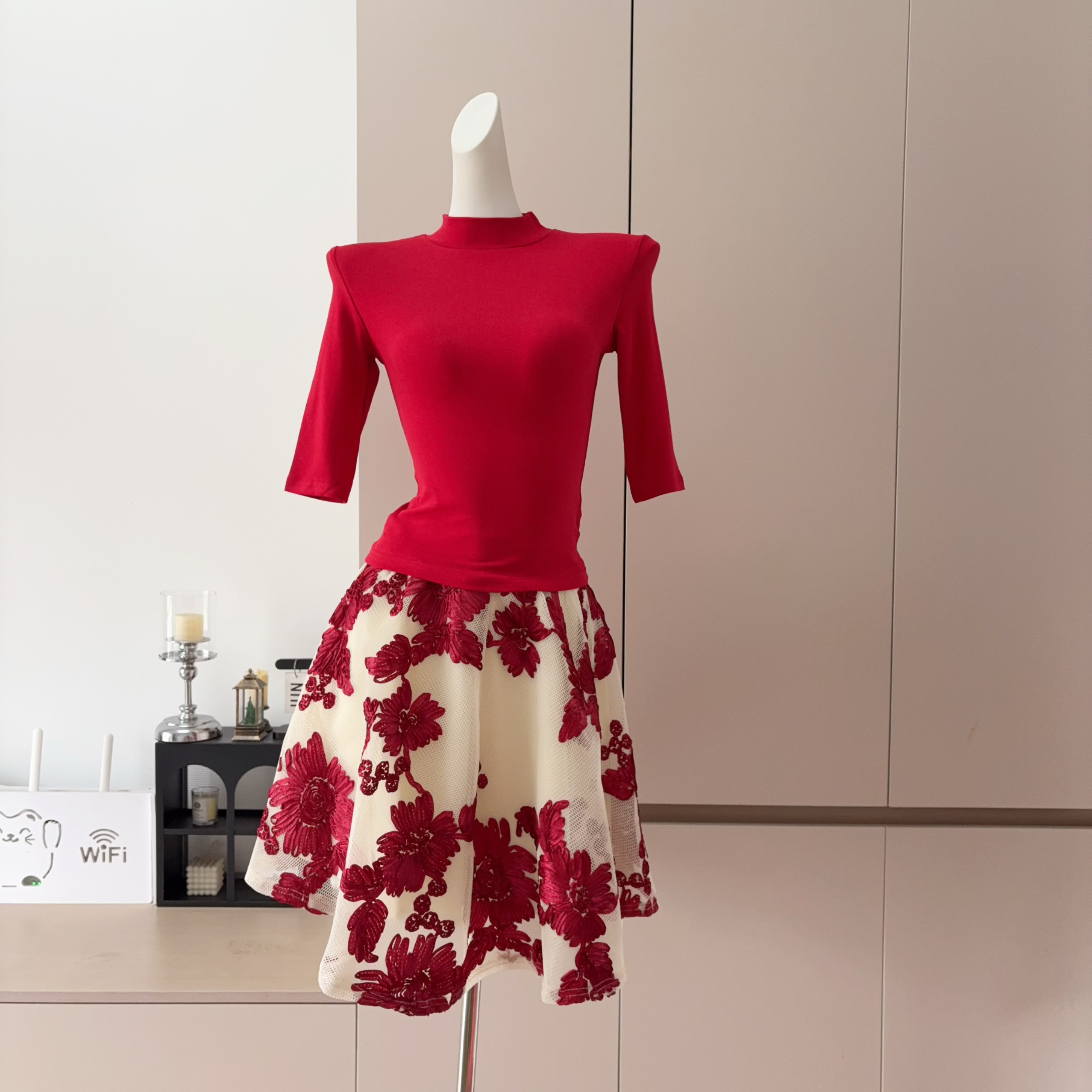 YY Women's Summer Vintage Floral Embroidered A-Line Skirt Set - Image 4