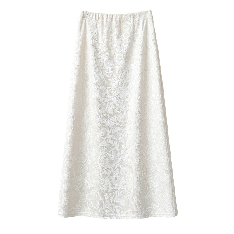 3D Shimmer Velvet Ice Flower A-Line Drape High Waist Long Skirt Fall Winter New - Image 5