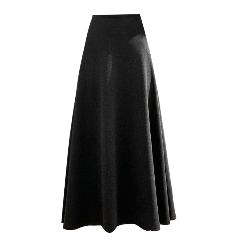 Women's Wool-Blend A-Line Long Skirt High Waist Fleece-Lined Winter 2026 - Image 5